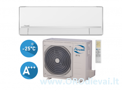 Airwell NORDIC HDHC-025N-09M25/ YDAC-025R-09M25 efektyvus šildymas iki -25°C