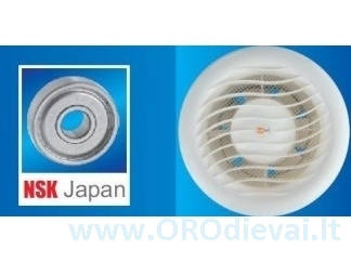 Aukštatemperatūris MMotors ventiliatorius su guoliais MM-S 100 saunai, garinėms pirtims be laikmačio baltas apvalus 3