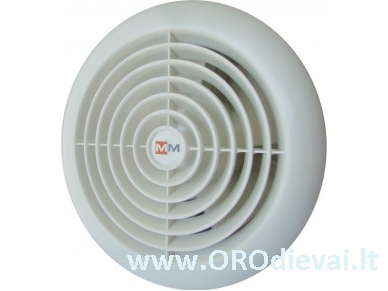 Aukštatemperatūris MMotors ventiliatorius su guoliais MM-S 120 saunai, garinėms pirtims be laikmačio baltas apvalus