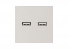 Dvigubas USB lizdas (baltos spalvos, su įkrovimu) Dvigubas USB lizdas (baltos spalvos, su įkrovimu)