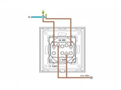 Dvipolis mechaninis jungiklis su dviviečiu kištukiniu lizdu, su įžeminimu, su stikliniu rėmeliu (juodas) 2