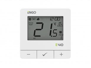 ENGO E40-BATW (baltas) Internetinis, virštinkinis temperatūros reguliatorius „ZigBee“/868MHz, baterija