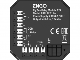 ENGO EREL1ZB12A „Smart Relay“ - „ZigBee“ išmanioji relė skirta „ENGO Smart“ sistemai, 1x12A, NO-COM ENGO EREL1ZB12A „Smart Relay“ - „ZigBee“ išmanioji relė skirta „ENGO Smart“ sistemai, 1x12A, NO-COM