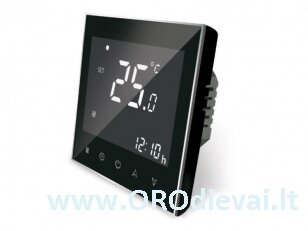 Išmanusis termostatas su WIFI SPRING TR2000-2WB katilo valdymui, juodas, beįtampinis kontaktas