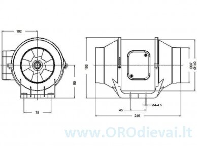 Kanalinis ventiliatorius DVPP100, Ø100 mm 2