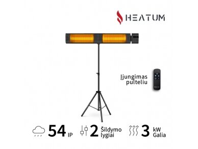 Pastatomas Infraraudonųjų spindulių šildytuvas Heatum H3000R EMPIRE su trikoju stovu 1
