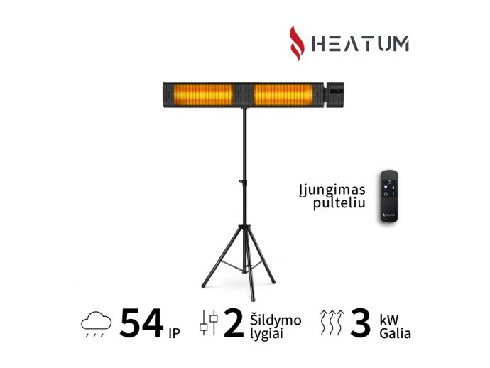 Pastatomas Infraraudonųjų spindulių šildytuvas Heatum H3000R EMPIRE su trikoju stovu 1