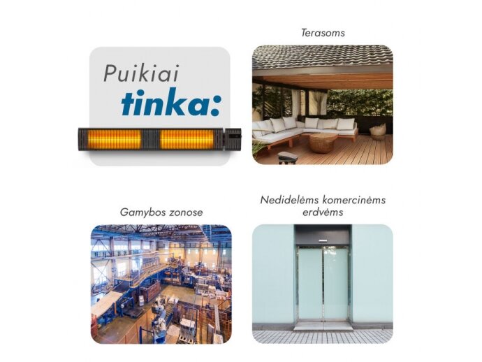 Pastatomas Infraraudonųjų spindulių šildytuvas Heatum H3000R EMPIRE su trikoju stovu 4