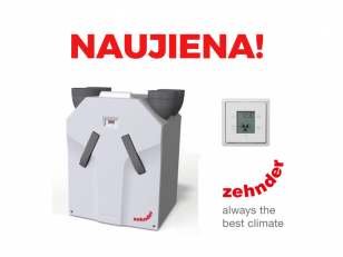 Plokštelinis ENTALPINIS rekuperatorius Zehnder ComfoAir 375 ERV su VALDYMO PULTU Plokštelinis ENTALPINIS rekuperatorius Zehnder ComfoAir 375 ERV su VALDYMO PULTU