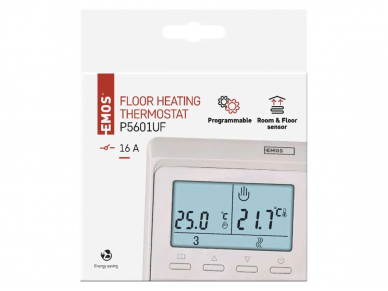 Programuojamas laidinis kambario termostatas su vidiniu ir išoriniu davikliu EMOS P5601UF 9