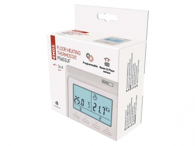 Programuojamas laidinis kambario termostatas su vidiniu ir išoriniu davikliu EMOS P5601UF 2