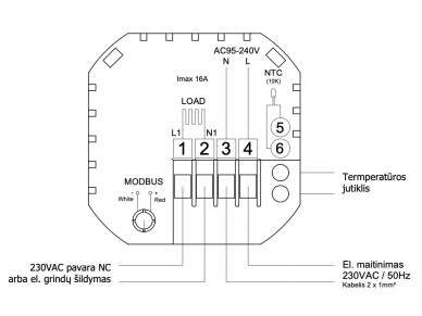 Programuojamas patalpos termostatas Konveka TW 230/16, WiFi, potinkinis, 230v 4